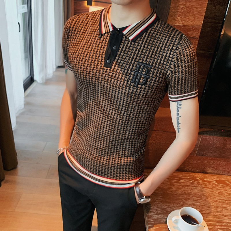 2022 Korean Style Men Summer Leisure Short Sleeves POLO Shirts/Male Slim Fit Business Knit POLO Shirt Homme Tee Plus Size 4XL