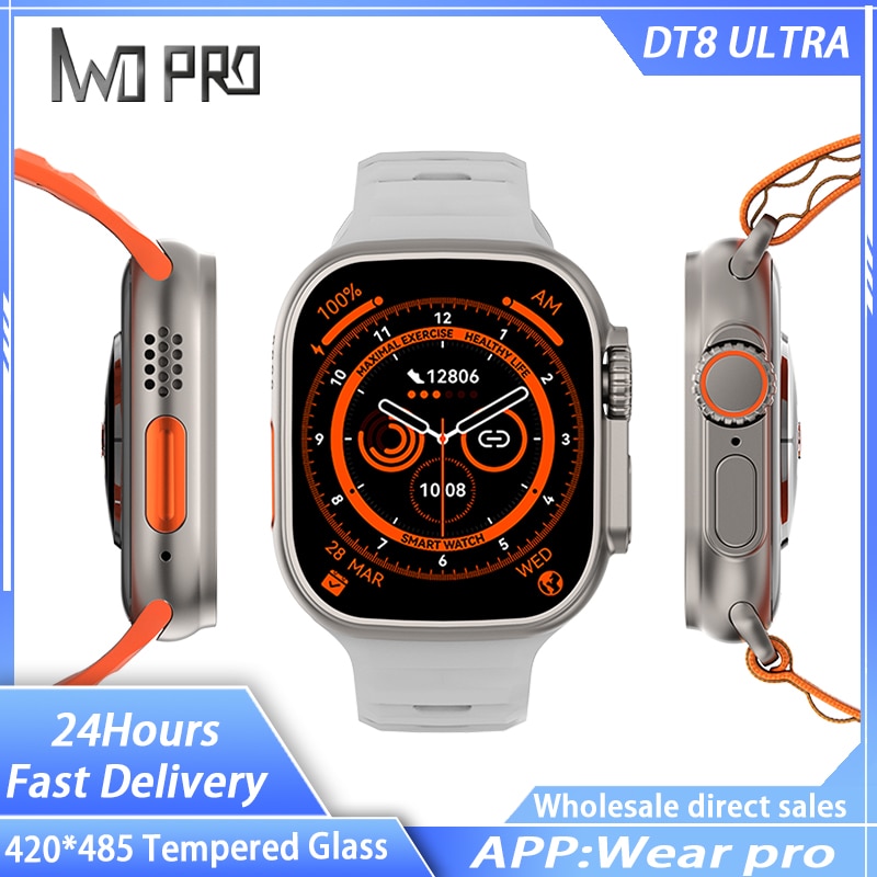 IWO DT8 Ultra Men Sports Smart Watch 2.0 Inch HD 420*485 Resolution Large Screen, NFC GPS Body Temperature Monitoring PK WS8 W68