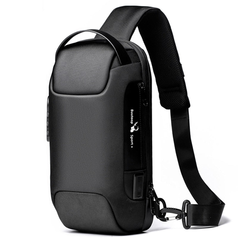 Men&#39;s Waterproof USB Oxford Crossbody Bag Anti-theft Shoulder Sling Bag Multifunction Short Travel Messenger Chest Pack For Male