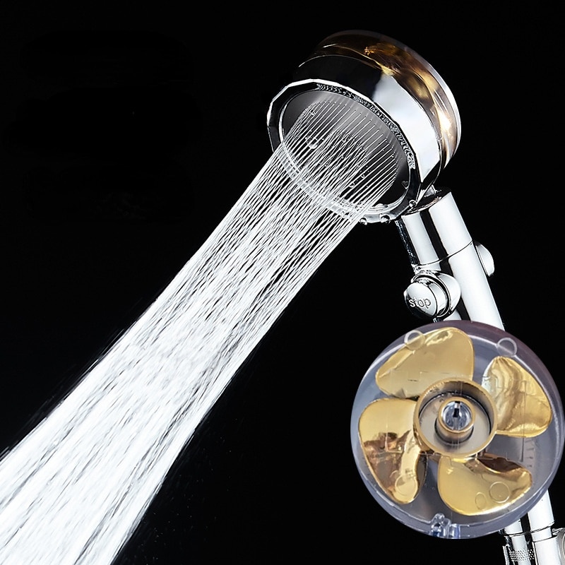 Shower Head Water Saving High Preassure Turbo Propeller Flow Showerhead with Fan Built-in Filter Rainfall Bathroom Accessor
