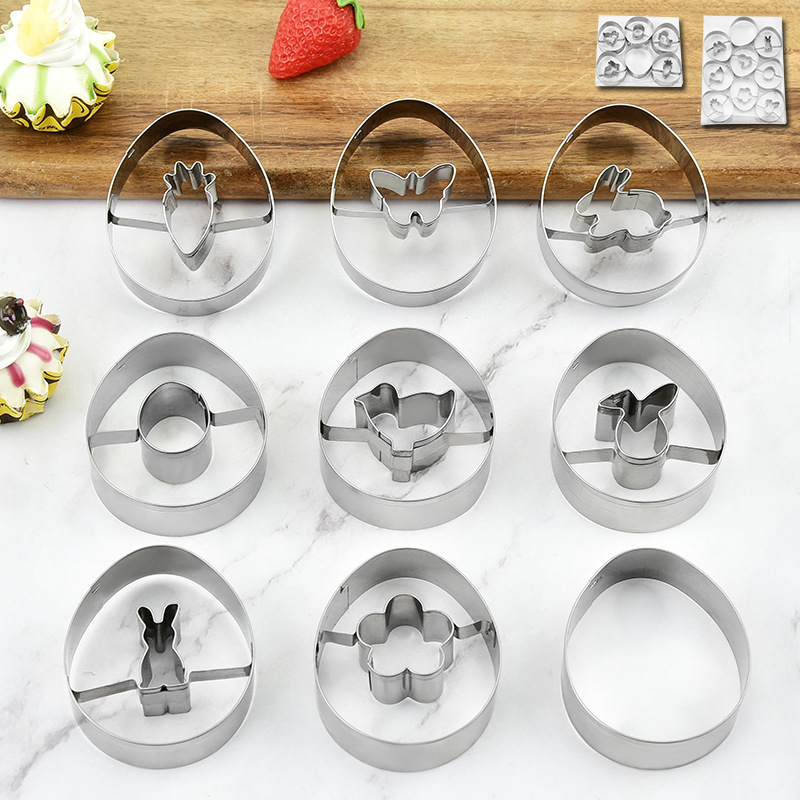 Stainless Steel Easter Biscuit Mold Rabbit Egg Easter Series Fondant Cake Biscuit Mold Baking Set