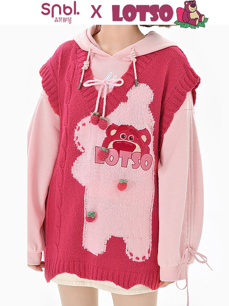 Strawberry Bear Original Mori Girl Tribal Cute Vest Vest Knitted Loose Outer Wear Sweater