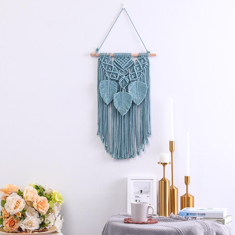 Blue Handwoven Macrame Wall Hanging with Tassels