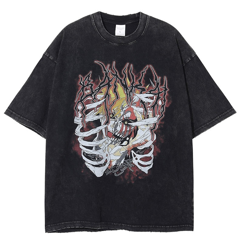 "ERUPT" - Ichigo Vintage Washed Bleach Anime Oversized T-Shirt