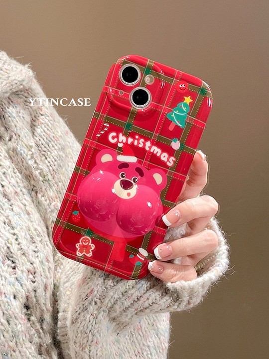 Christmas plaid cartoon suitable for Apple 13 mobile phone case iPhone 14Pro max new 12 soft 11 protective case plus 