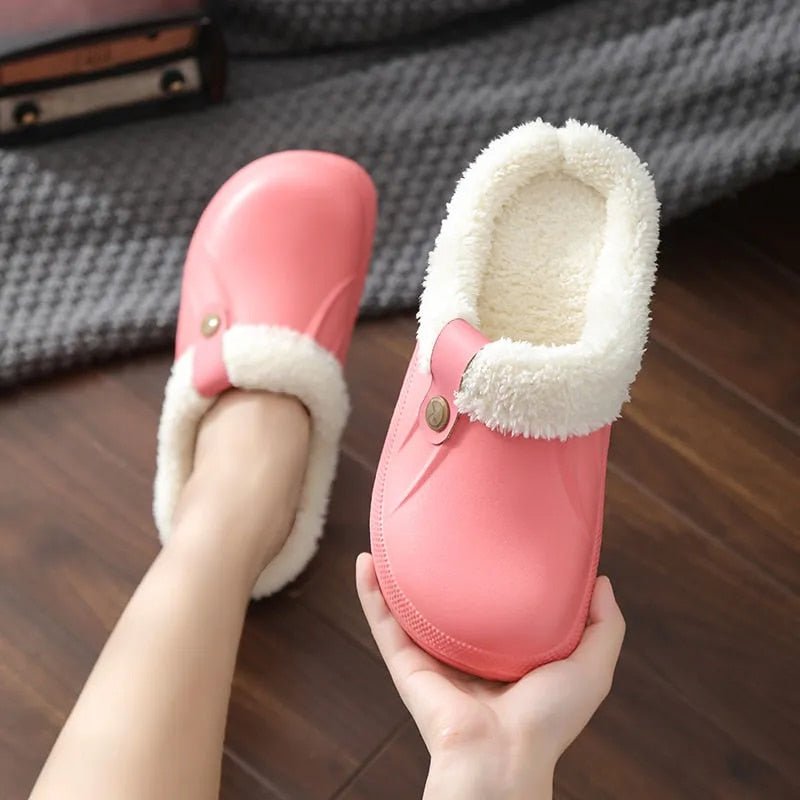 Womens Fur Lined Waterproof  Clogs Slippers