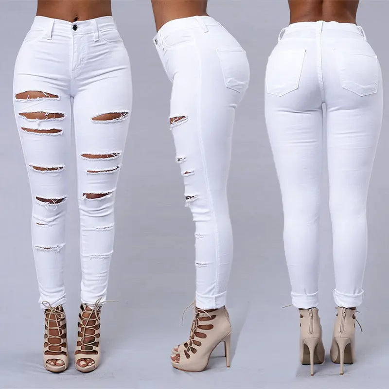 Hot ripped jeans for women sexy skinny denim jeans