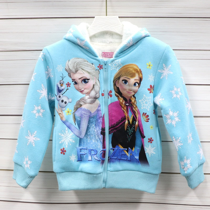 Children’s Girls Winter Thick Hooded Cotton Frozen Elsa Jacket