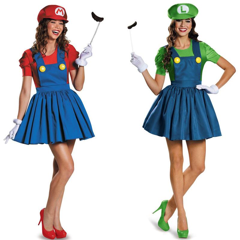 Halloween Super Mario Bros Costume Dress Adults Women Adultos Carnival Costume