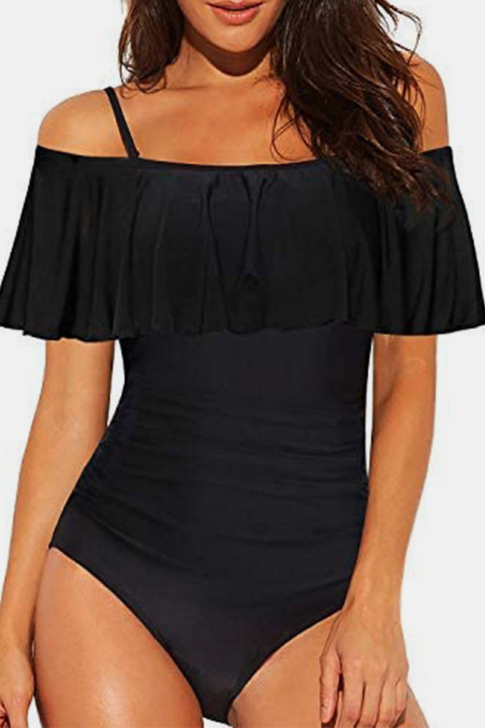 Spaghetti Strap Fold-Over One-Piece Swimsuit