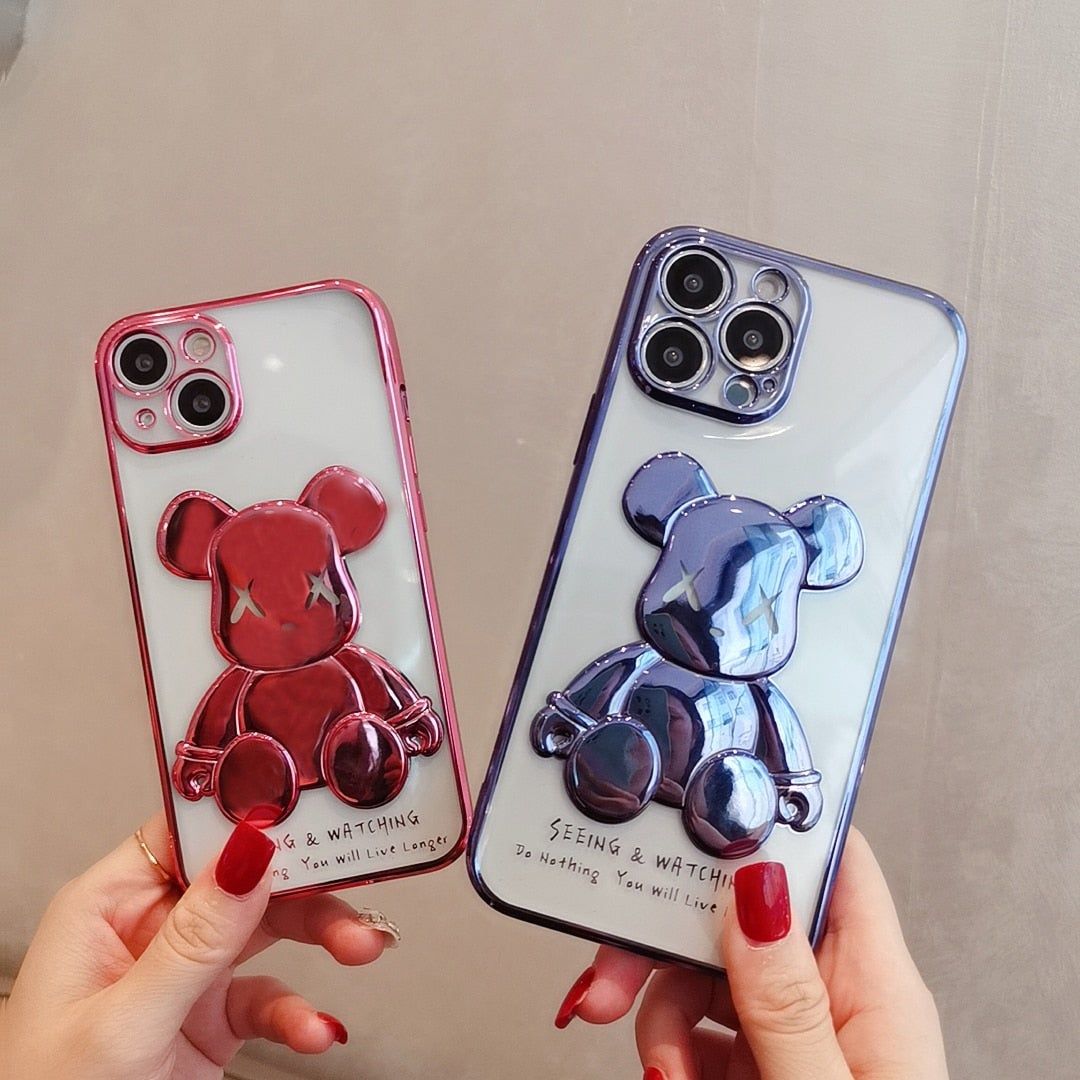 3D Do Nothing Live Longer Transparent Plating Phone Case