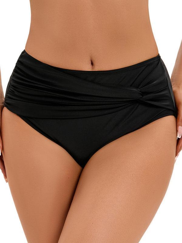 Front Side Scrunch Black Bikini Bottom