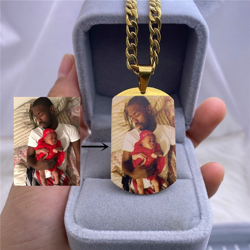 Custom Color Picture Dog Tag Necklace for Memorial Jewelry Gift