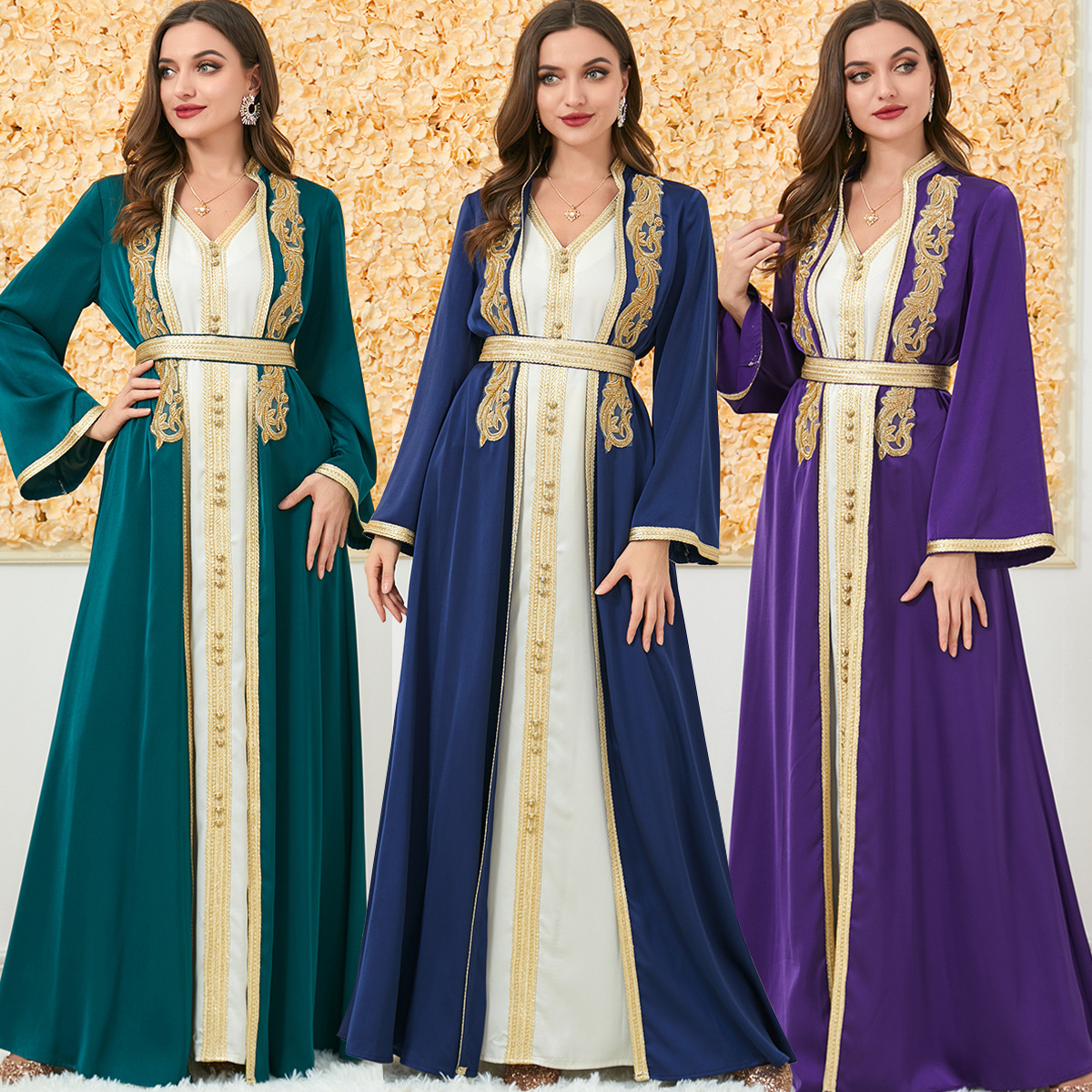 89muslim dress New Autumn and Winter Women's Wear Foreign Trade Two Piece Long Dress Cross Border Long Sleeve Dress