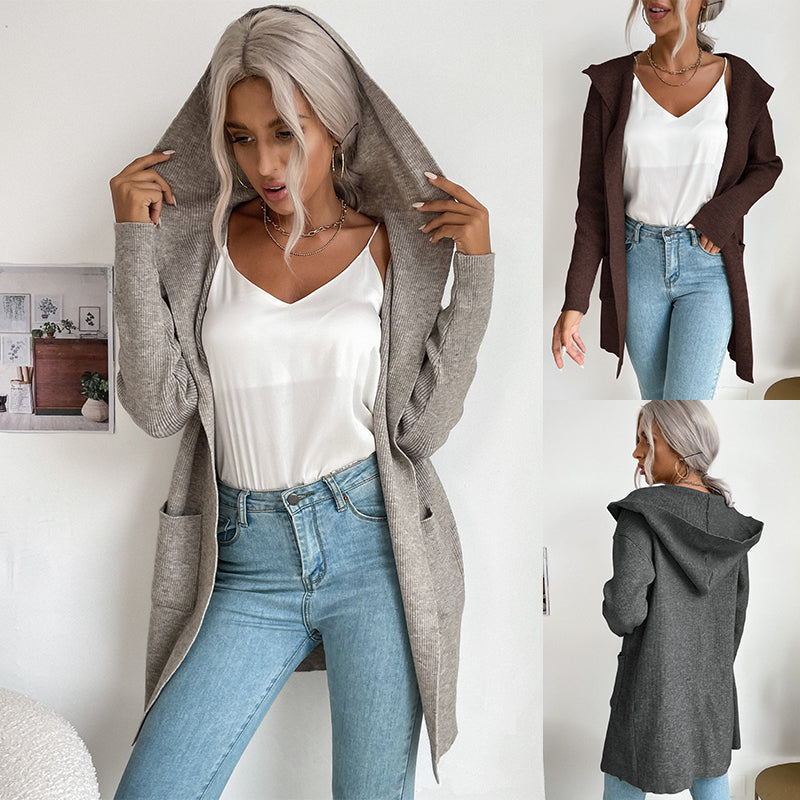 Women Cardigan Sweaters Coat Classical Long Sleeve Cashmere Open Front Cardigan Knit Sweater