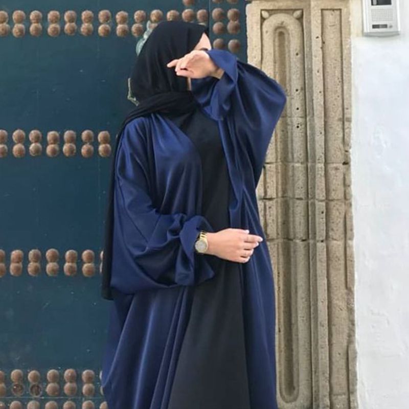 Ramadan Open Abaya Kimono Femme Muslim Satin Hijab Dress Abayas for Women Dubai Kaftan Robe Islam Elegant Modest Clothes