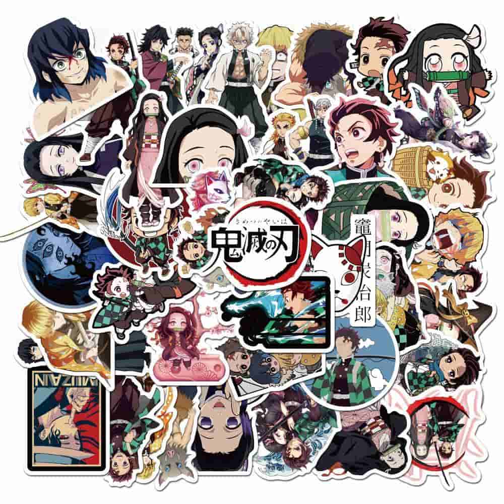 50pcs Demon Slayer: Kimetsu no Yaiba Anime Sticker Stickers PVC Graffiti Stickers Suitcase Luggage Guitar For Children stickers