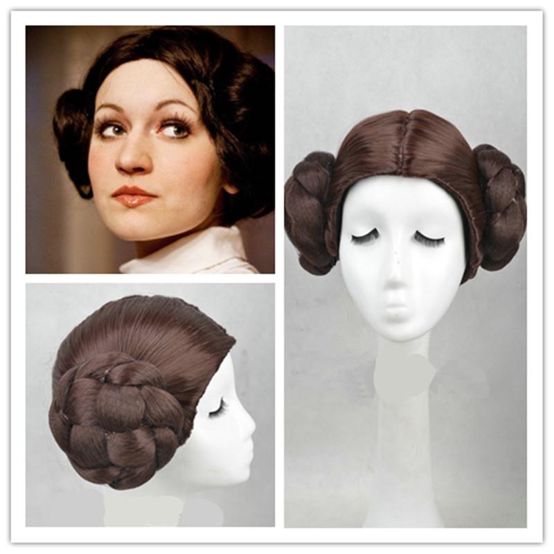 Star Wars Princess Leia Organa Solo Wig Short Brown Costume Hair With Two Buns Cosplay