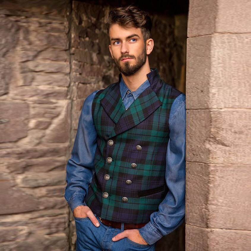 Men's Plaid Vest Spring and Autumn Brand New European and American Fashion Trend Casual Waistcoat For Men