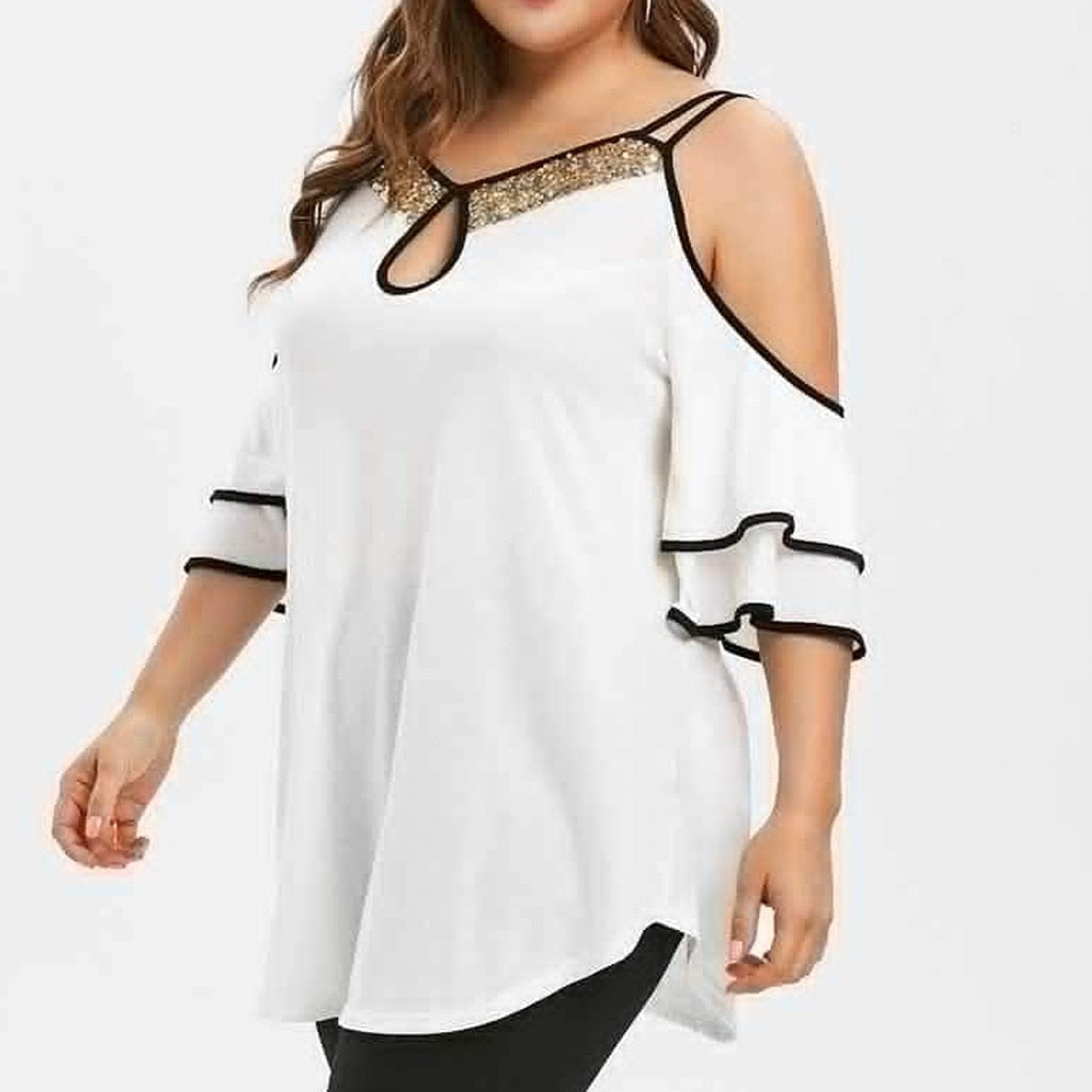 Plus Size Womens Tops And Blouses Summer Streetwear Cold Shoulder Woman Blouse Ladies Tops Women Clothes 2019 Fashion Clothing