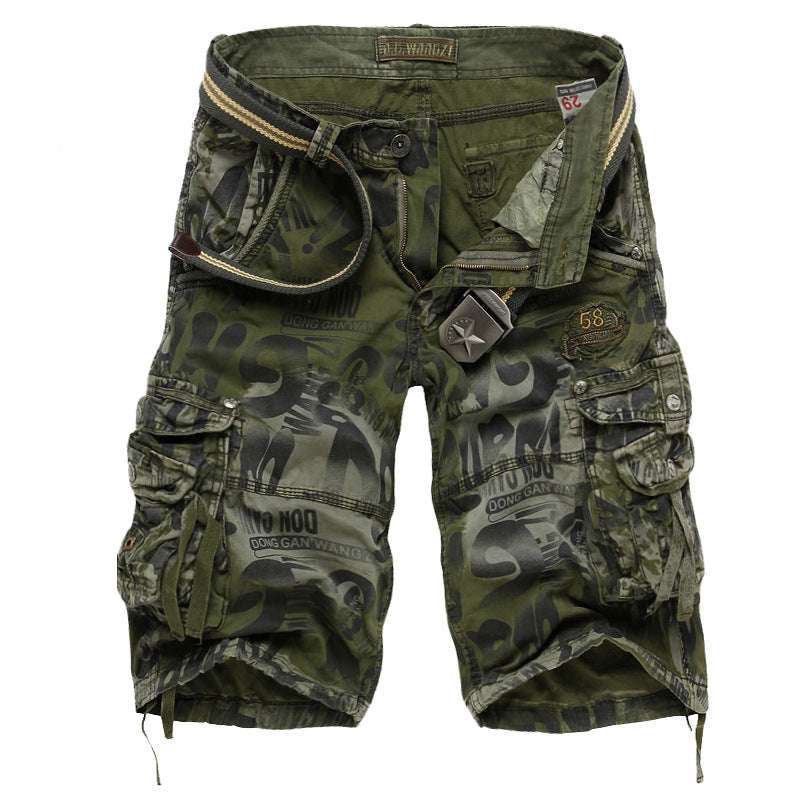 Men's Denim Loose Casual Five-point Overalls Camouflage Shorts
