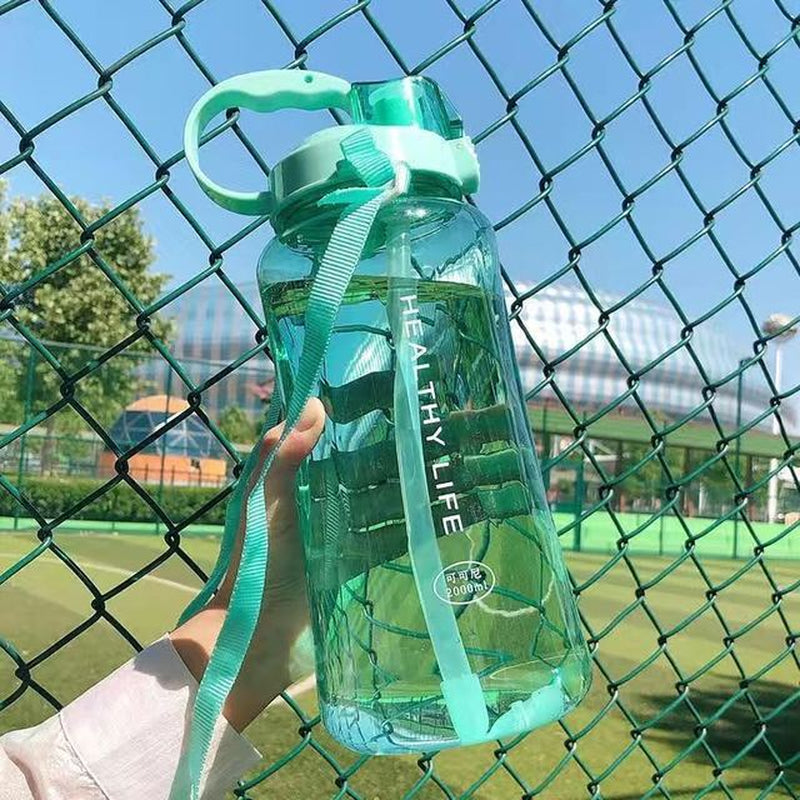 2000ML Large Capacity Water Bottle Portable Sport Bottles with Straw