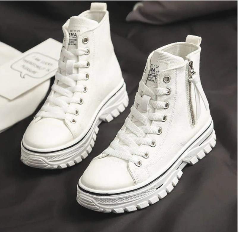 2022 Autumn New Style Women Casual Shoes Platform Sneakers PU Leather Shoes Woman High Top White Shoes Tenis Feminino  A1-204