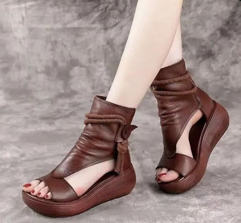 New Summer Cool Boots Platform Leather Wedges Women Sandals