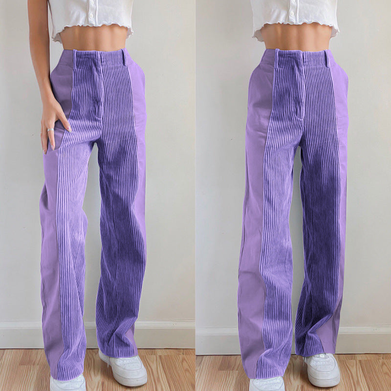 Women's Straight Loose Colorblock Casual Pants