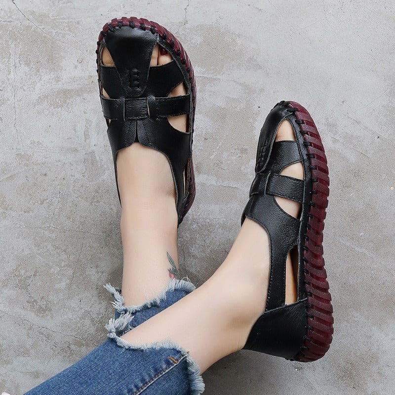 Genuine Leather Hollow Breathable Woman Shoes