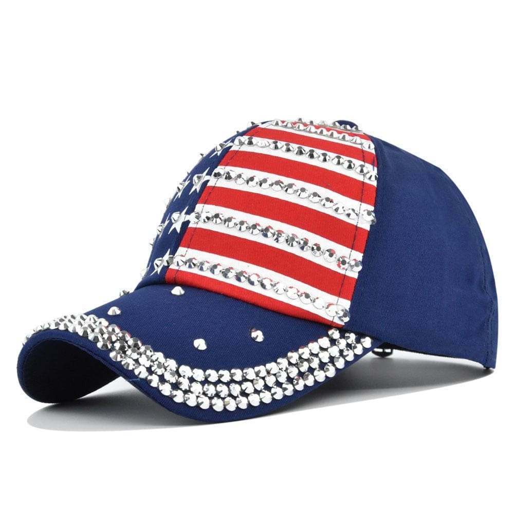 Diamond-Encrusted American Flag Unisex Baseball Cap