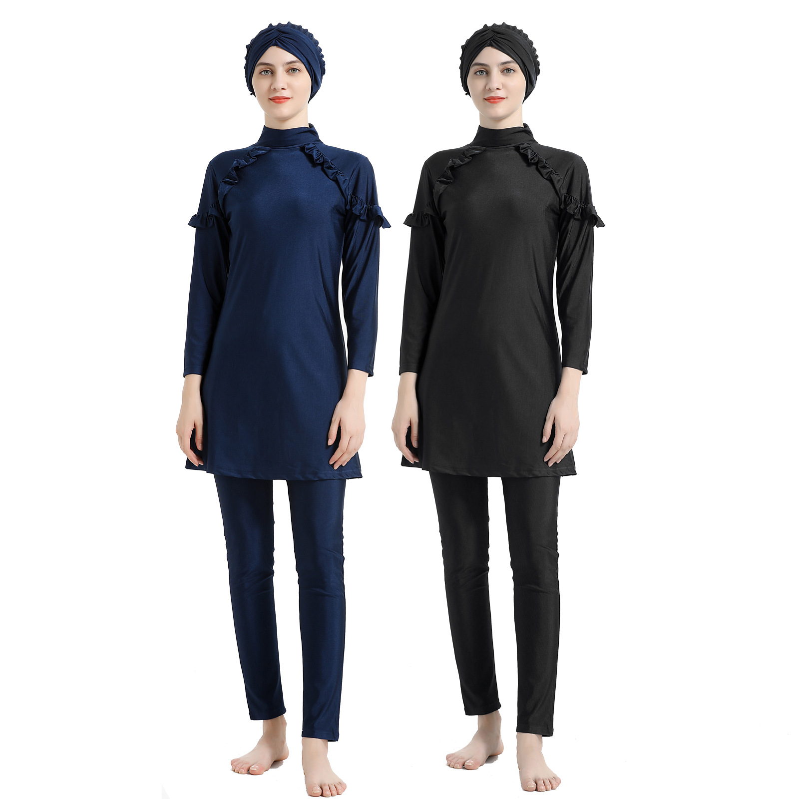 New Muslim swimsuit Middle Eastern conservative Hui swimsuit Amazon AliExpress sunscreen three-piece swimsuit L06