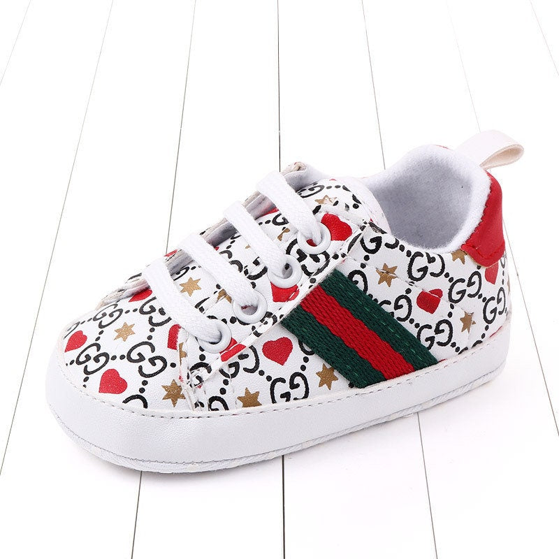 Designer Dupe Striped Baby Shoe Pearl Infant walker Baby Toddler crib shoes