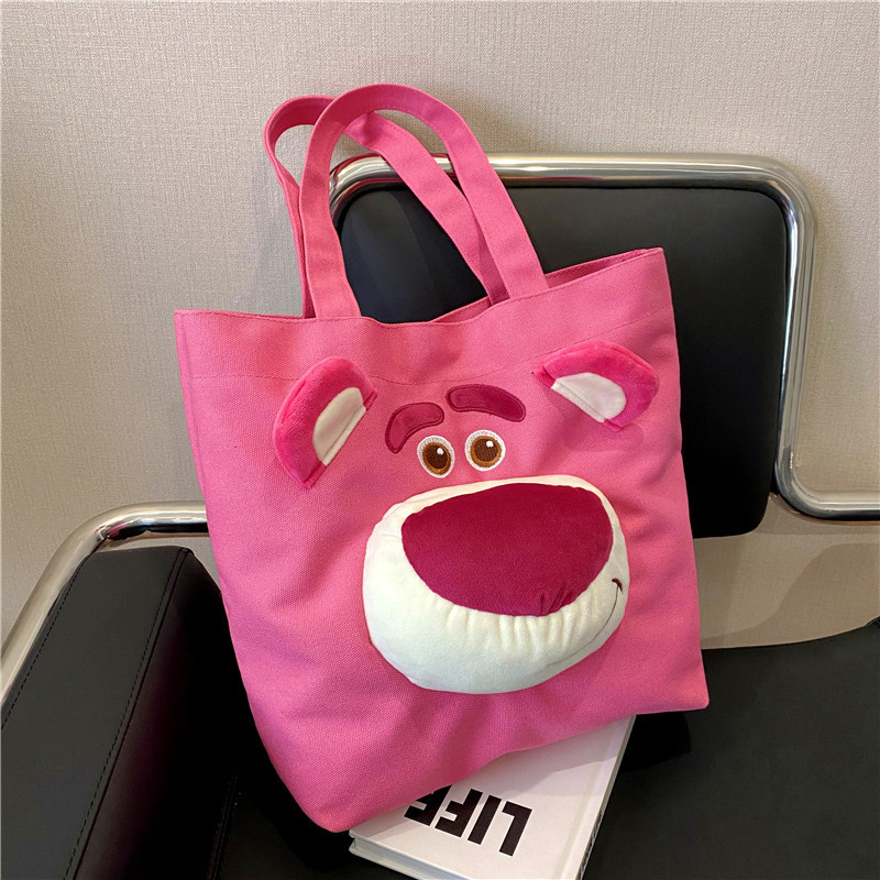 Japanese cartoon bear shoulder bag 2023 new cute doll tote bag large capacity nylon soft girl shopping bag
