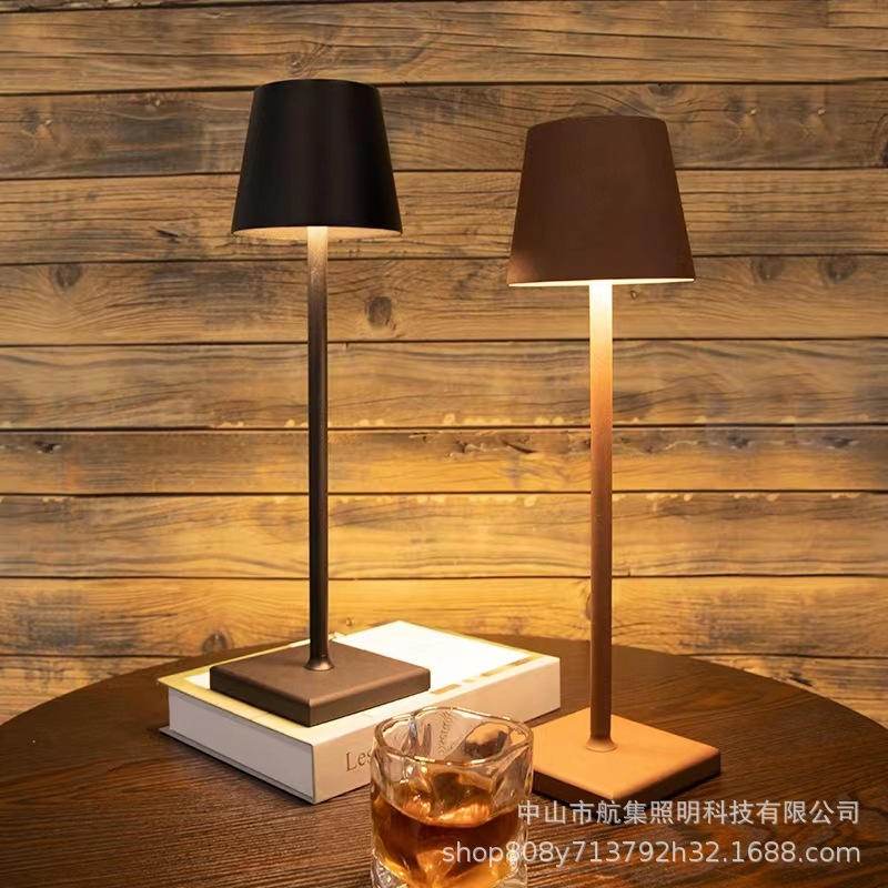 All aluminum metal touch table lamp high foot lamp charging night light clear bar dimming ambient light simple outdoor light cross-border