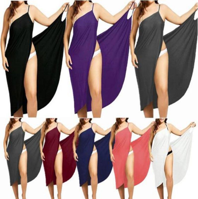 AliExpress WISH new solid color sexy beach slip dress 7 colors 8 yards in stock
