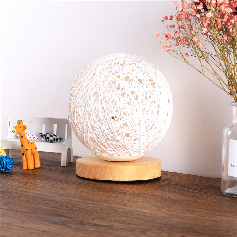 Live supply: Modern starry sky creative night light, cute bedside lamp for girls, romantic LED rattan ball table lamp in bedroom