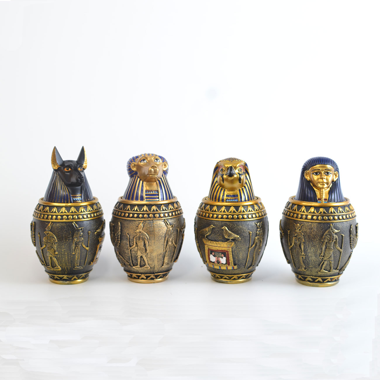 Cross border Egyptian pet urn ornament canopic jar ornament home decoration Anubis ornament storage jar