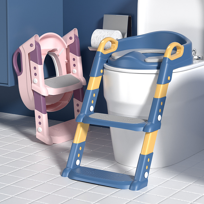 Children's toilet seat stepped toilet rack bathroom plastic thicken with grab rails children's toilet ladder