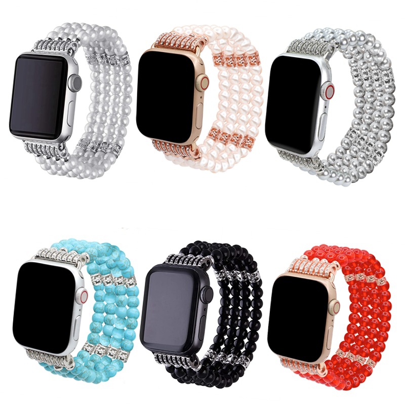 For Apple Watch 765421/SE Jewelry Watch iWatch Pearl Onyx wristband