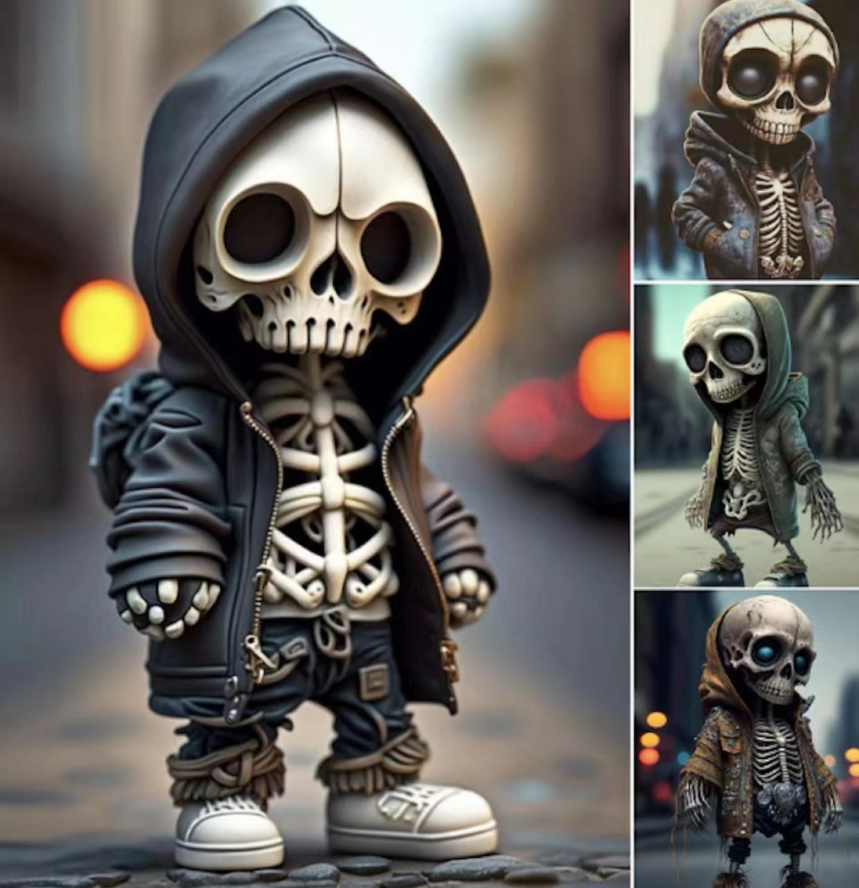new Halloween skeleton doll resin ornaments, alien sweatshirt, ghost festival table decoration skeleton pendant