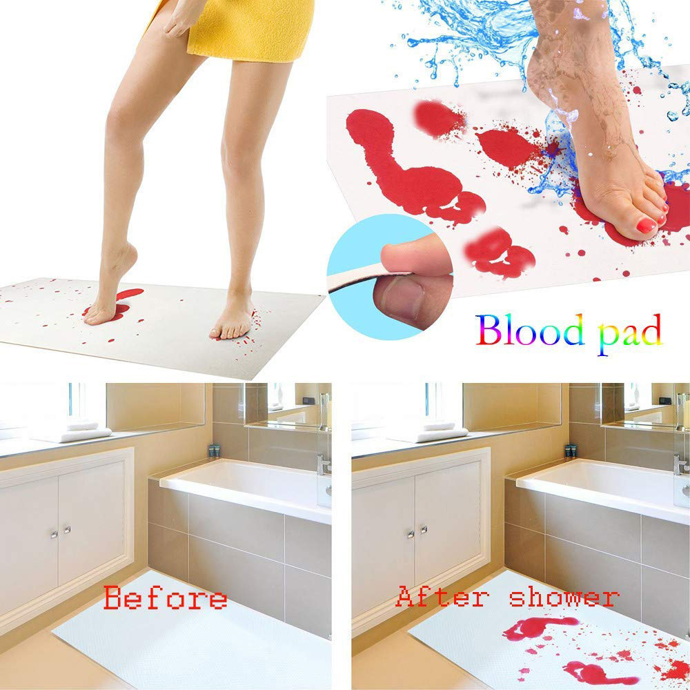 Blood Bath mat Color Changing Halloween Foot Mat Bloody Bathroom Color Changing Floor Mat turns red When Exposed to Water