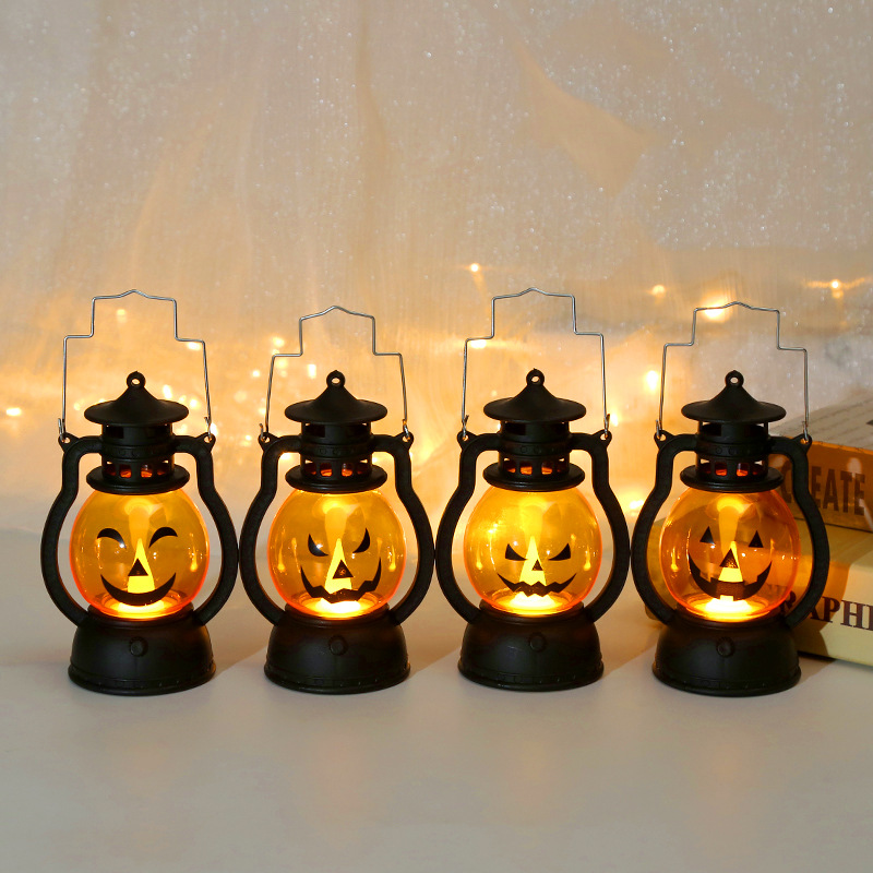 Halloween Pumpkin Snow Globes Lantern with Swirling LED, Jack O Lanterns Hanging Lights for Halloween