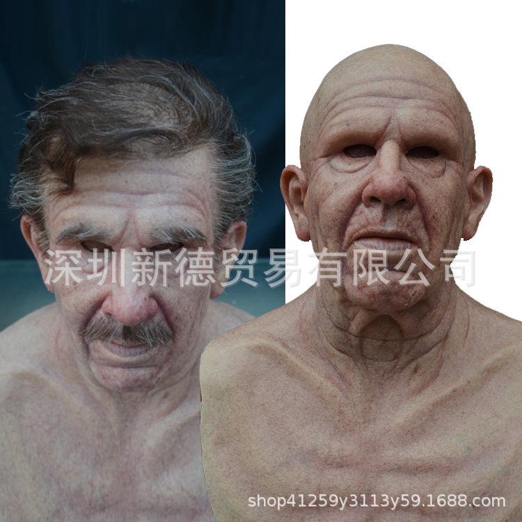 Realistic 3D Mask, Handsome Man, Cross border Hot Old Man Mask, Old Man, Old Woman, Bald Head Old Man Mask