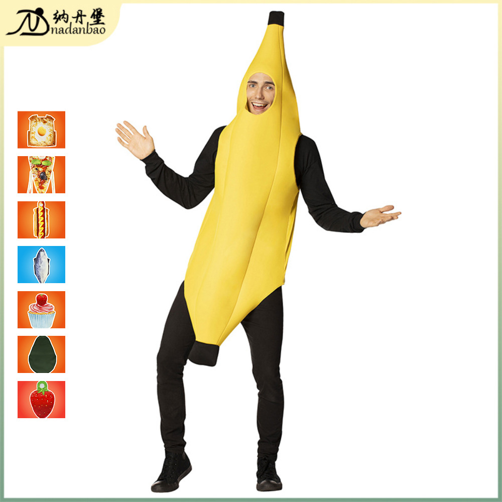Halloween party cos, adult banana props, stage costumes, dolls, funny costumes