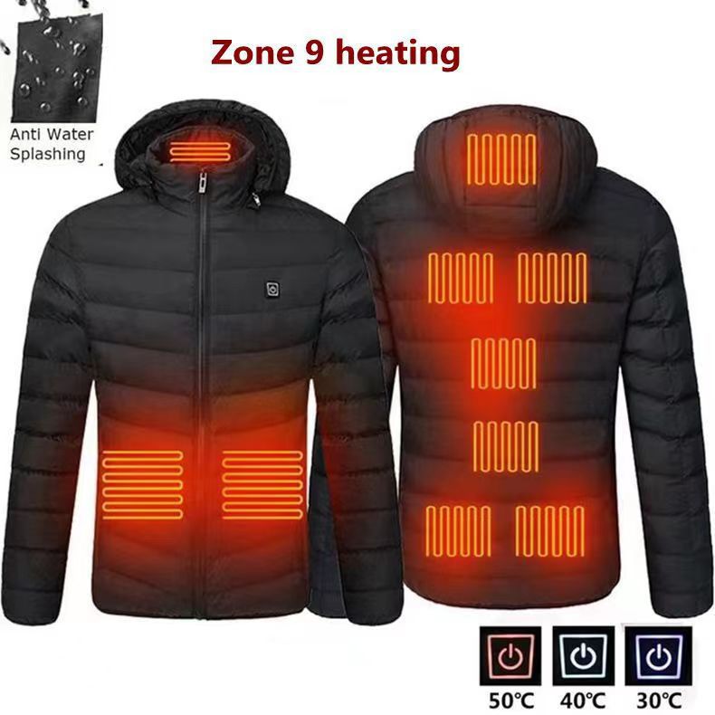  winter intelligent nine zone heating cotton clothes, middle-aged USB charging heating cotton clothes, men's outerwear