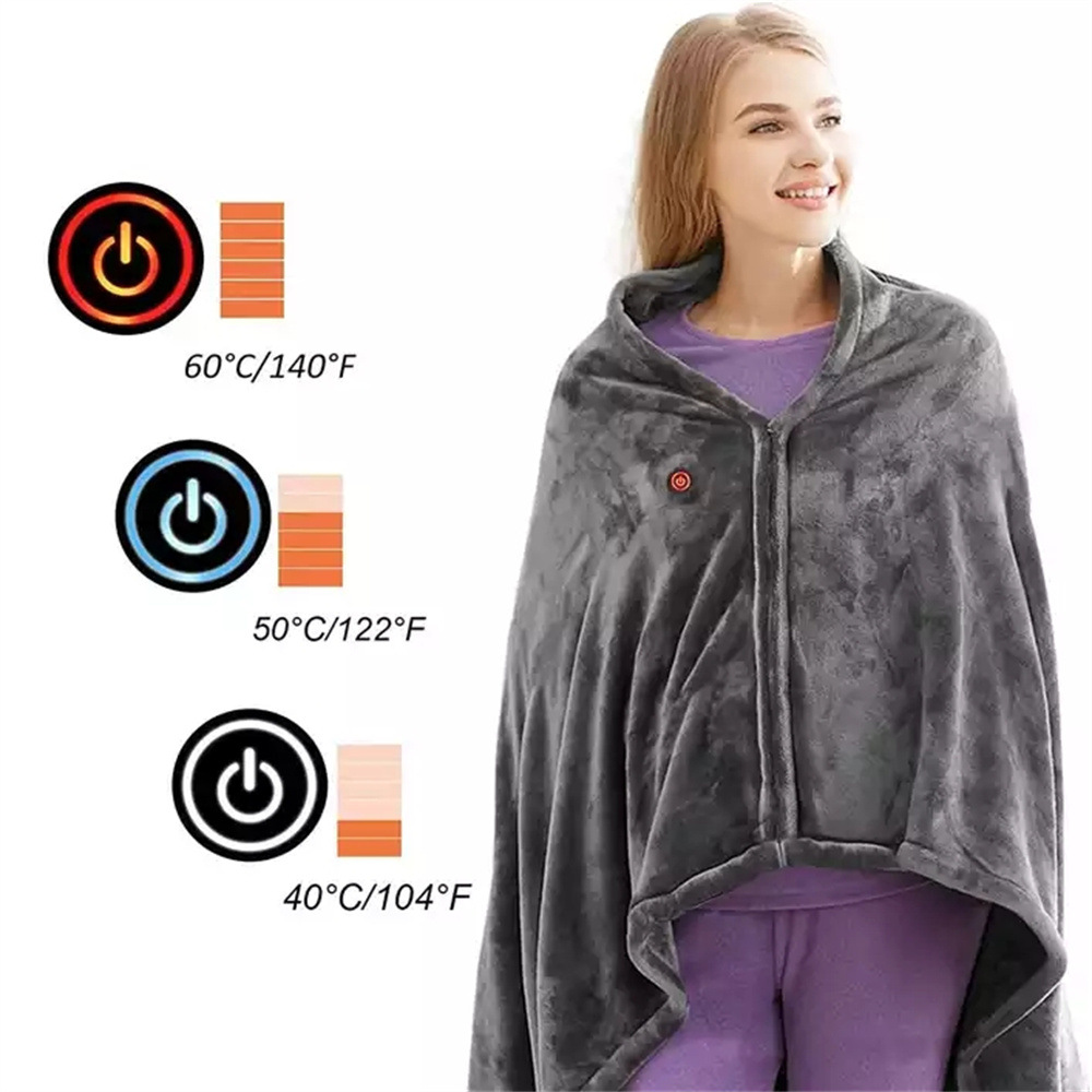 Electric heating outer shawl blanket, coral velvet warm body blanket, shawl cloak, USB charging and heating blanket, cold insulation blanket