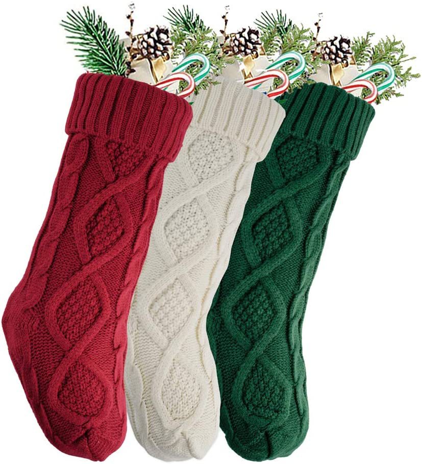 2023 Knitted Home Wall Decoration Candy Bag Sock Set - Diamond Gift Bag Socks Hanger Christmas Stocking Set