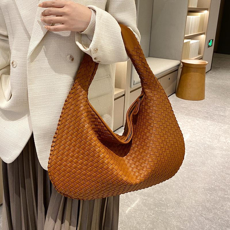 New high-end handmade woven handbag for women's cross-border foreign trade underarm bag, casual texture shoulder bag, handbag