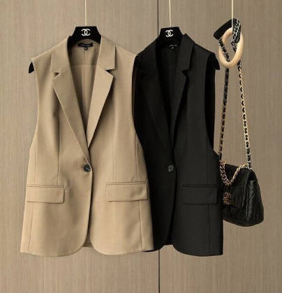 JMPRS Fashion Office Blazer Vest  Women Summer Turn-down Collar Single Button Wasitcoat Female Black Sleeveless Jacket New